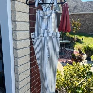 Judy Blue Overalls, White with Blue Stripes, never worn.